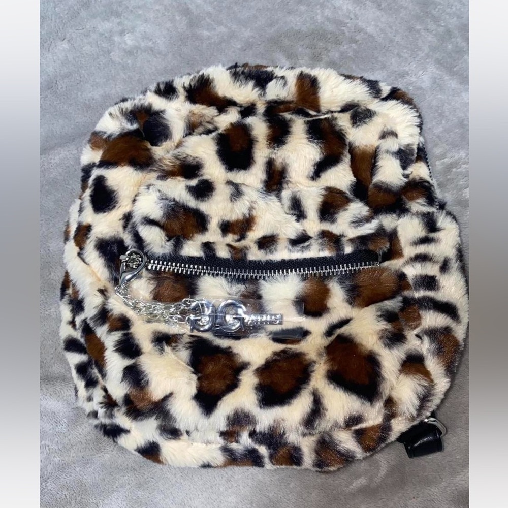 Gilda Paris leopard print mini fur backpack